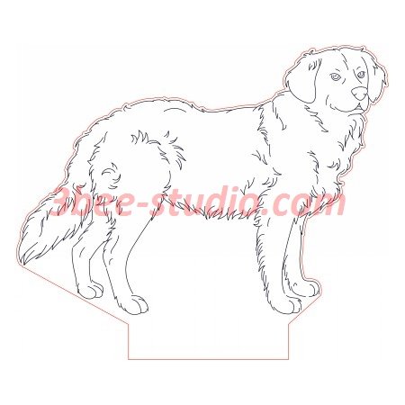 Golden retriever dog d illusion lamp plan vector file