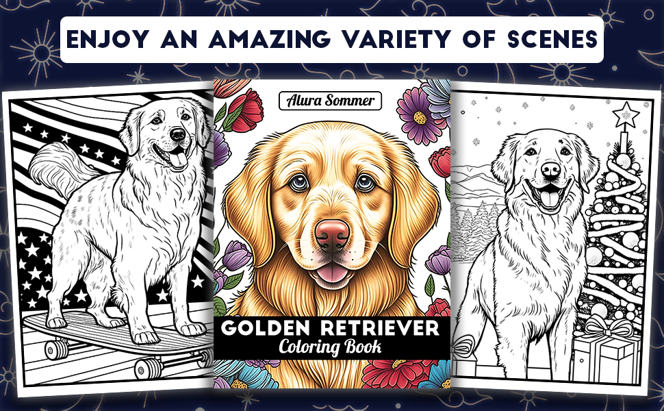 Golden retriever coloring book fun and easy dogs coloring pages in cute style with golden retriever for kids adults dogs coloring books for kids adults sommer alura books