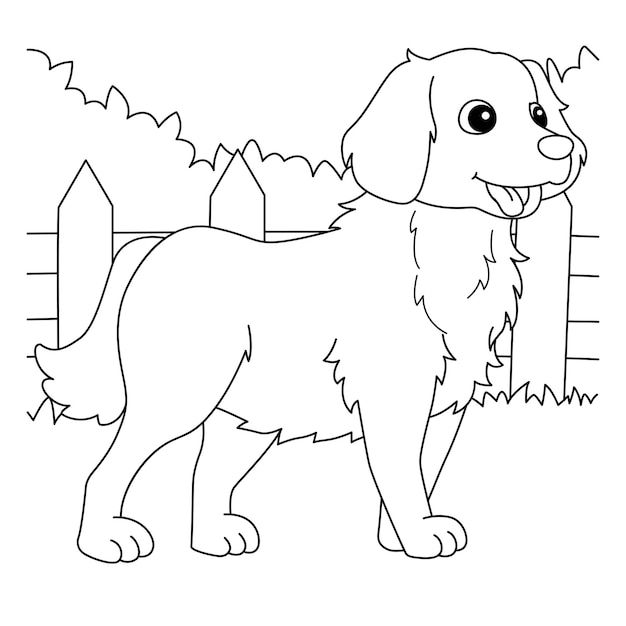 Premium vector golden retriever dog colorg page for kids dog colorg page dogs golden retriever retriever dog