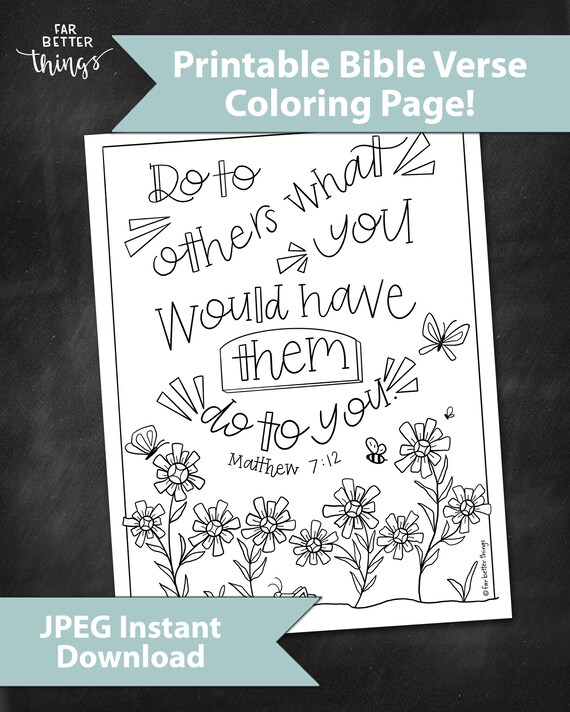 Bible verse coloring page matthew golden rule printable coloring page bible coloring christian kids activity sunday school craft