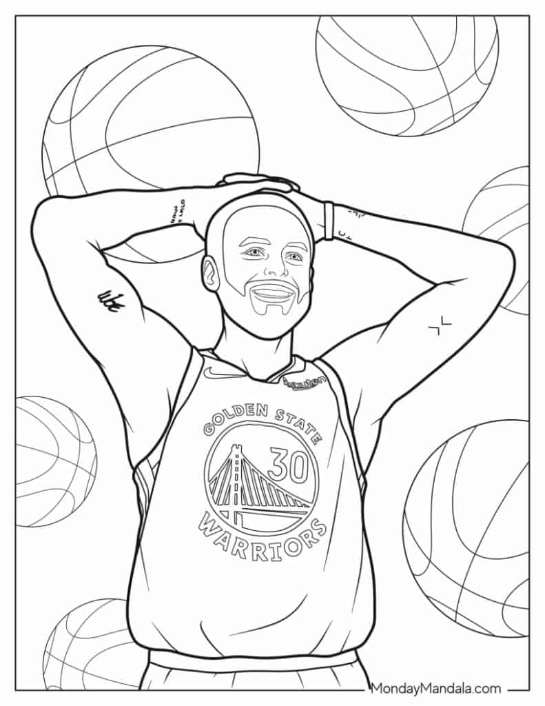 Steph curry coloring pages free pdf printables