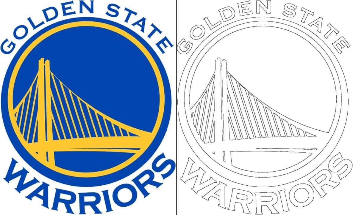 Golden state warriors logo with a sample coloring page