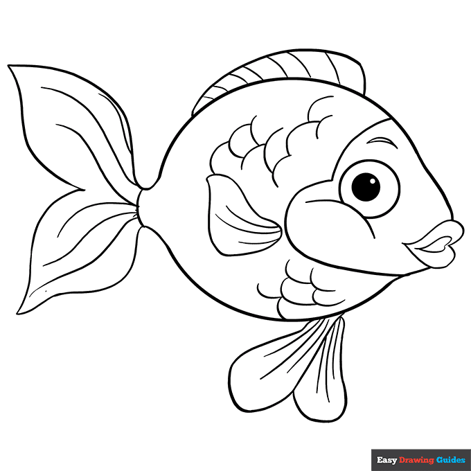 Goldfish coloring page easy drawing guides