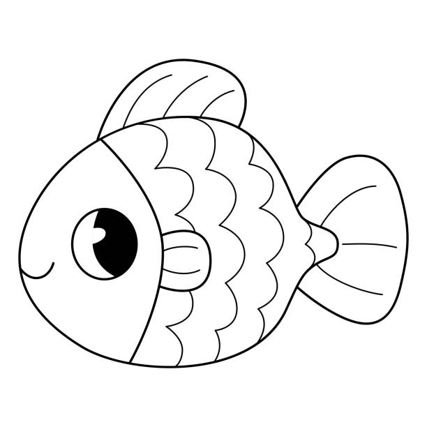 Goldfish coloring book for kids coloring page monochrome black and white illustration vector childrens illustration stock illustration