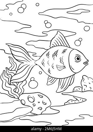 Goldfish coloring page for kids stock vector image art