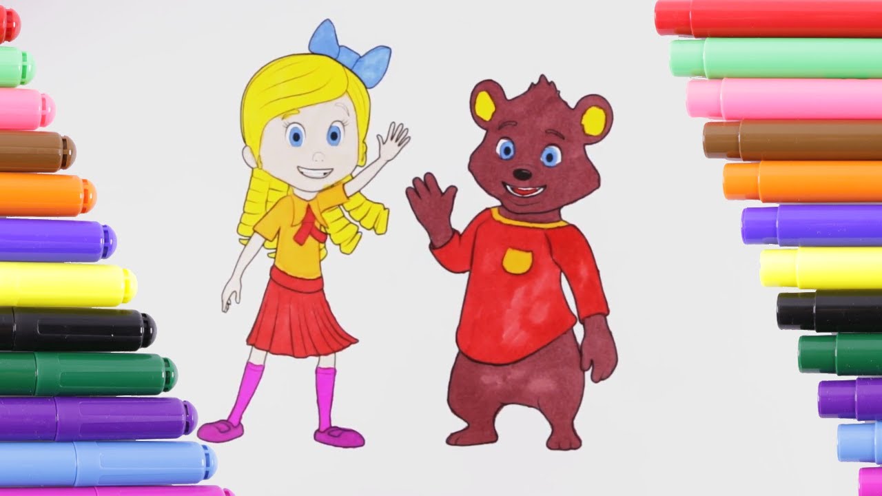 Goldie and bear coloring page for kids coloring book