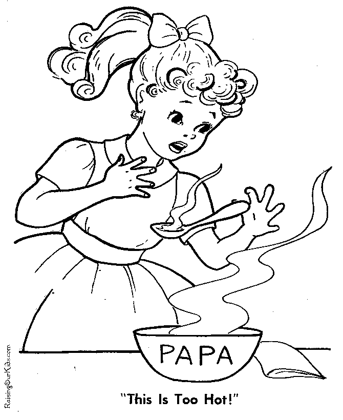 Goldilocks coloring page too hot