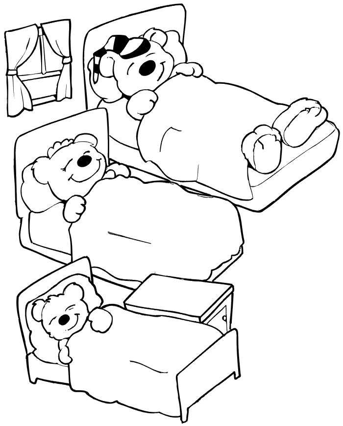 Goldilocks coloring page the three bears in bed bear coloring pages bear activities preschool goldilocks and the three bears