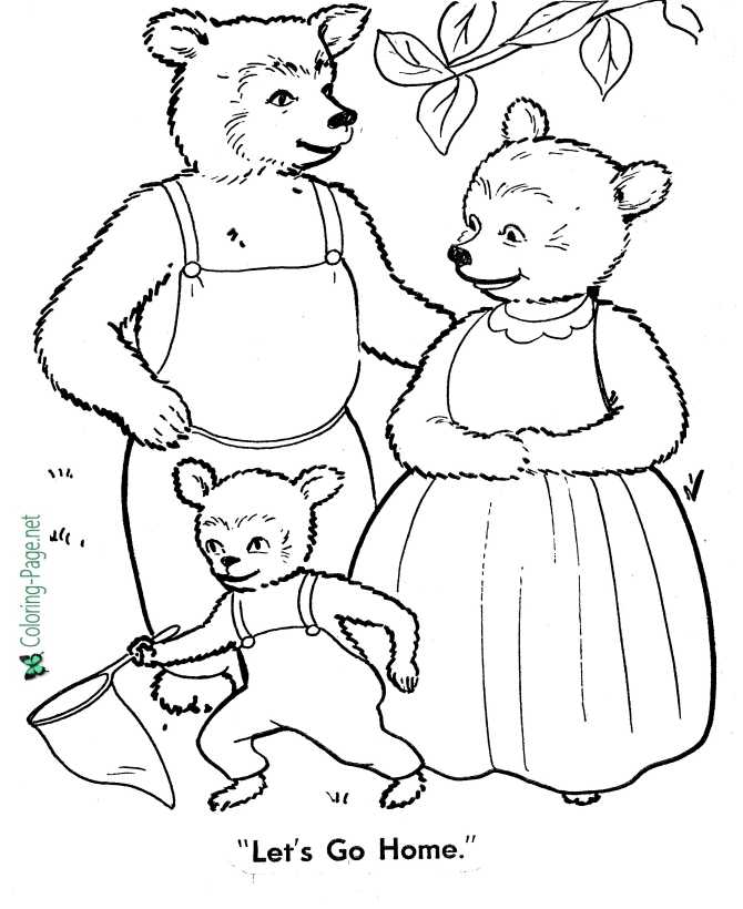 Goldilocks and the three bears coloring page