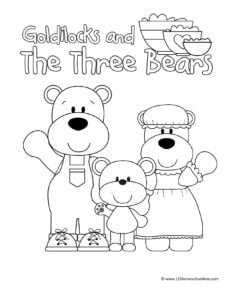 Goldilocks and the three bears coloring page