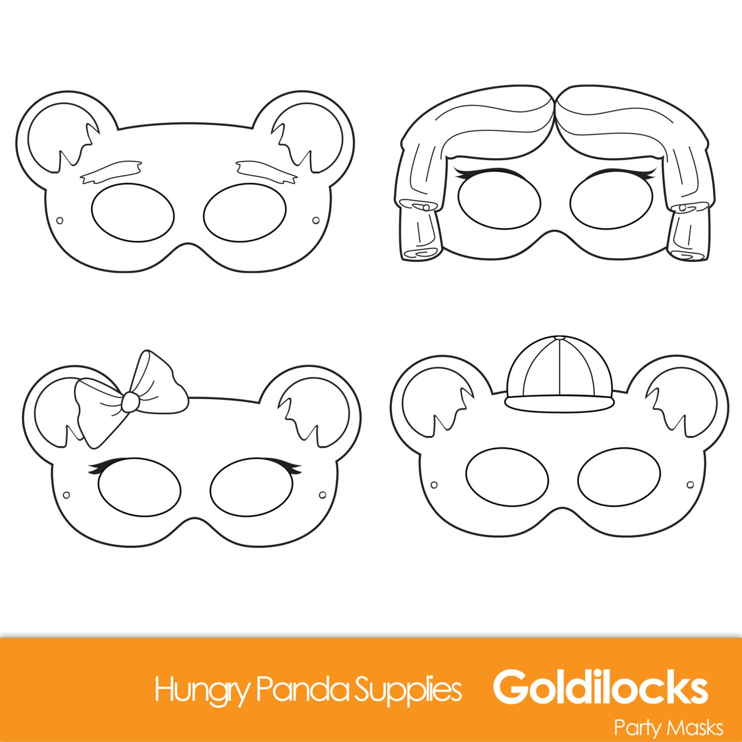 Goldilocks and the three bears printable masks goldilocks costume goldie locks bear mask fairytale costume halloween goldilocks print