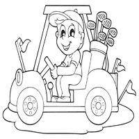 Boy riding a golf cart coloring pages