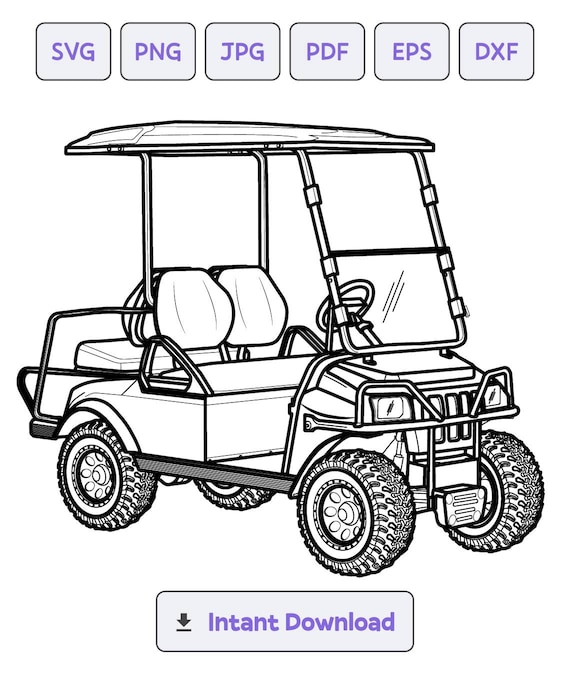 Golf cart svg golf cart clipart golf cart files for cricut golf cart cut files for silhouette vector dxf png eps