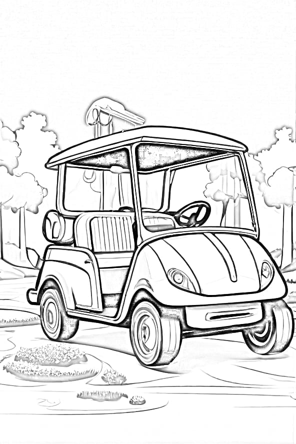 Golf car coloring pages for all ages