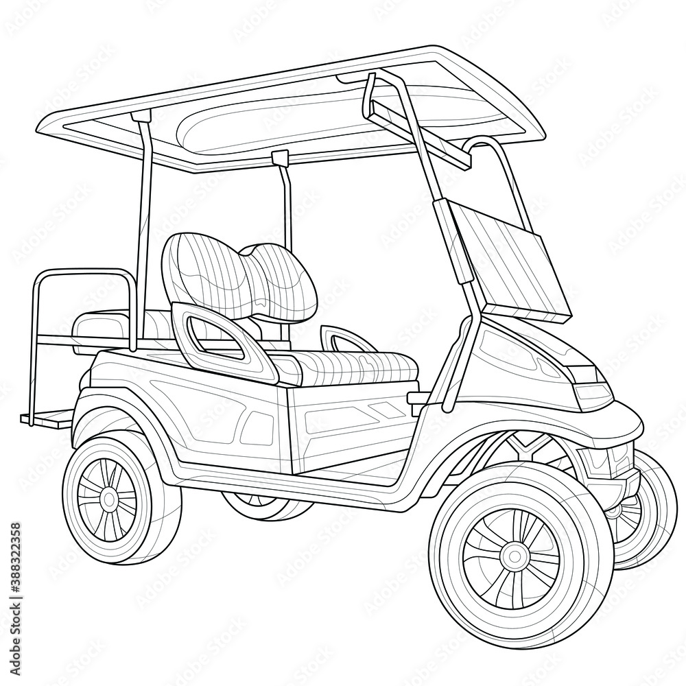 Golf carcoloring book antistress for children and adults illustration isolated on white backgroundzen