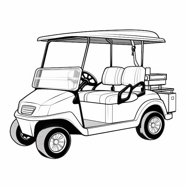 Premium ai image printable golf cart coloring pages for club car enthusiasts