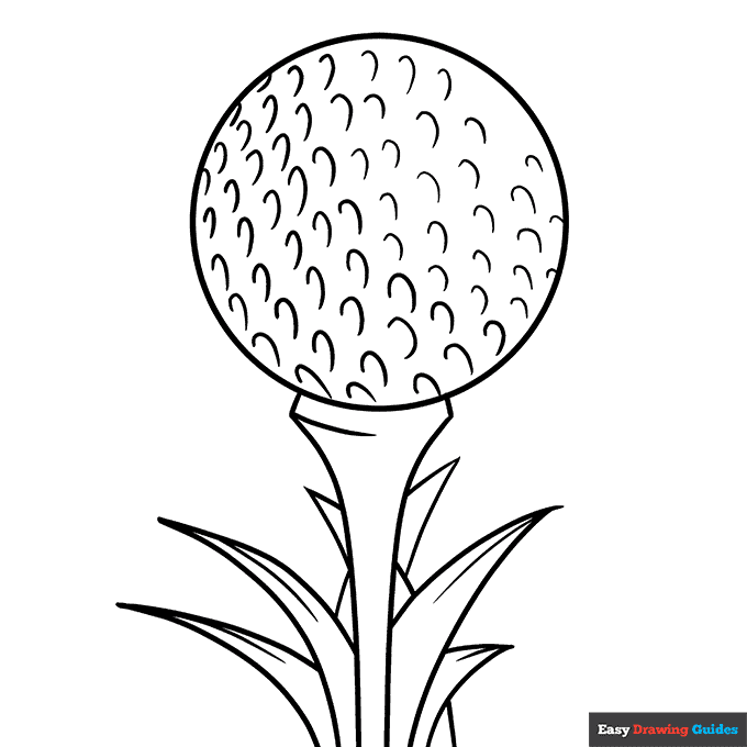 Golf ball coloring page easy drawing guides