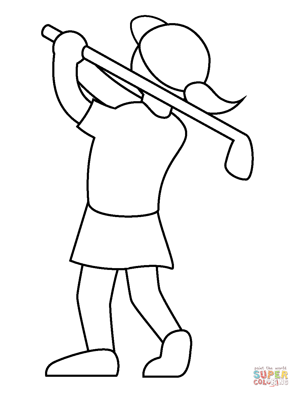 Woman golfing emoji coloring page free printable coloring pages