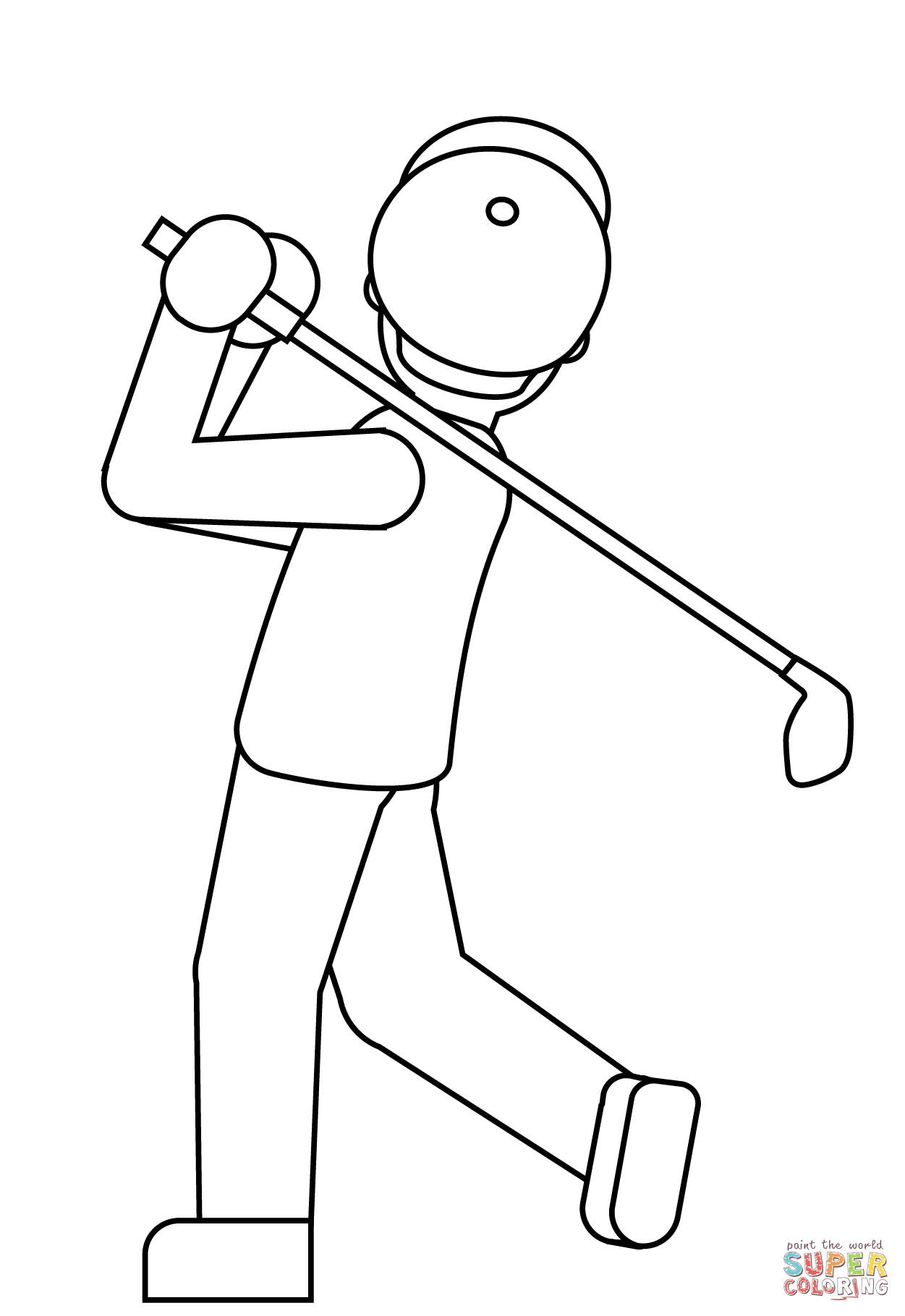 Person golfing emoji coloring page free printable coloring pages