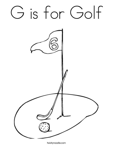 G is for golf coloring page