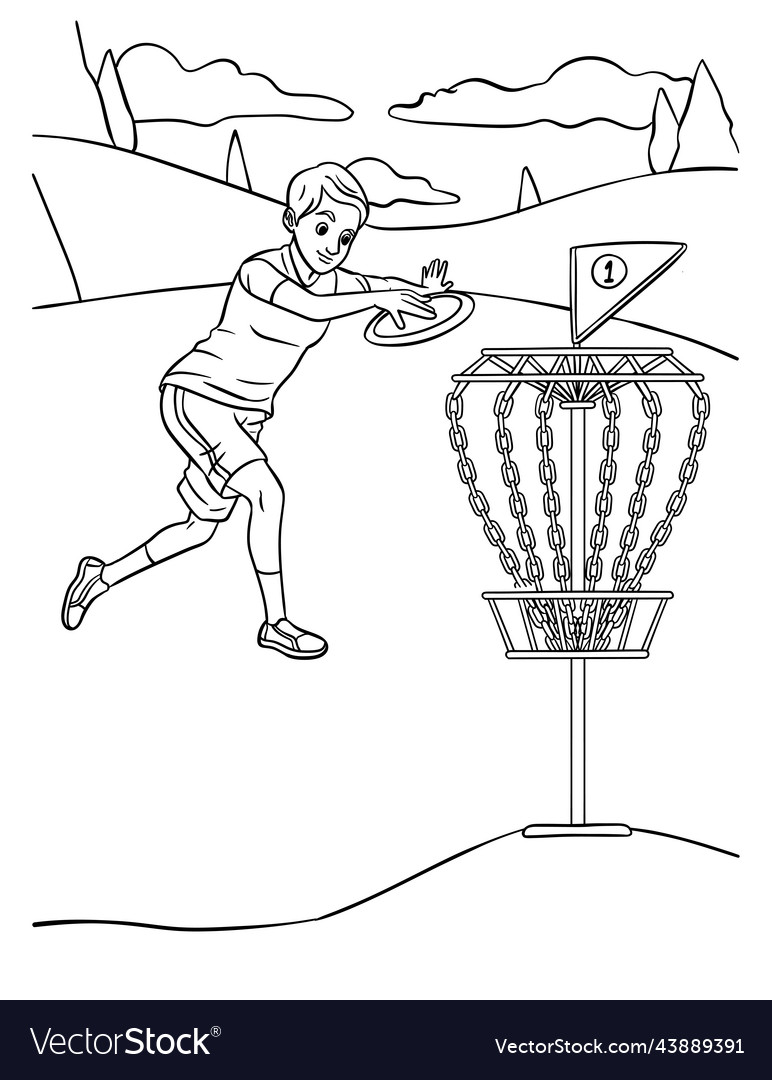 Disc golf coloring page for kids royalty free vector image