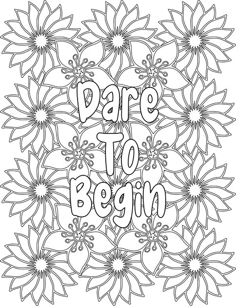 Premium vector affirmation coloring sheet floral coloring pages for selfacceptance for kids and adults