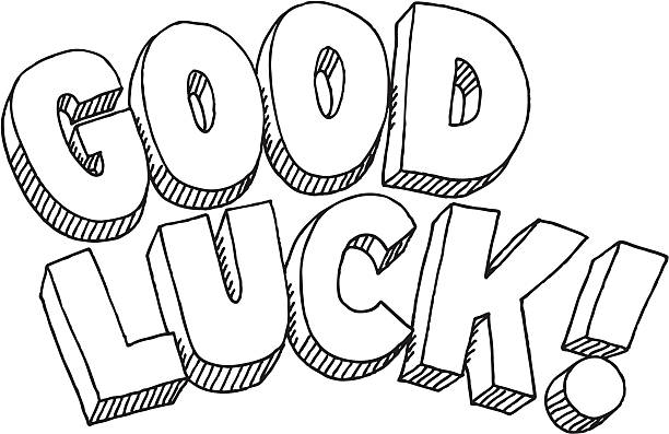 Good luck text drawing stock illustration