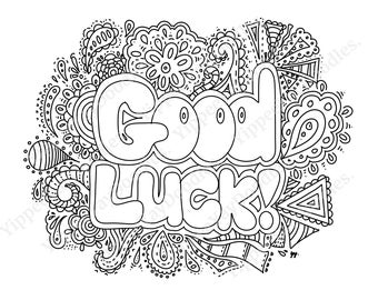 Good luck doodle black white png image instant digital download good luck card good luck art digital line art wish good luck lucky download now