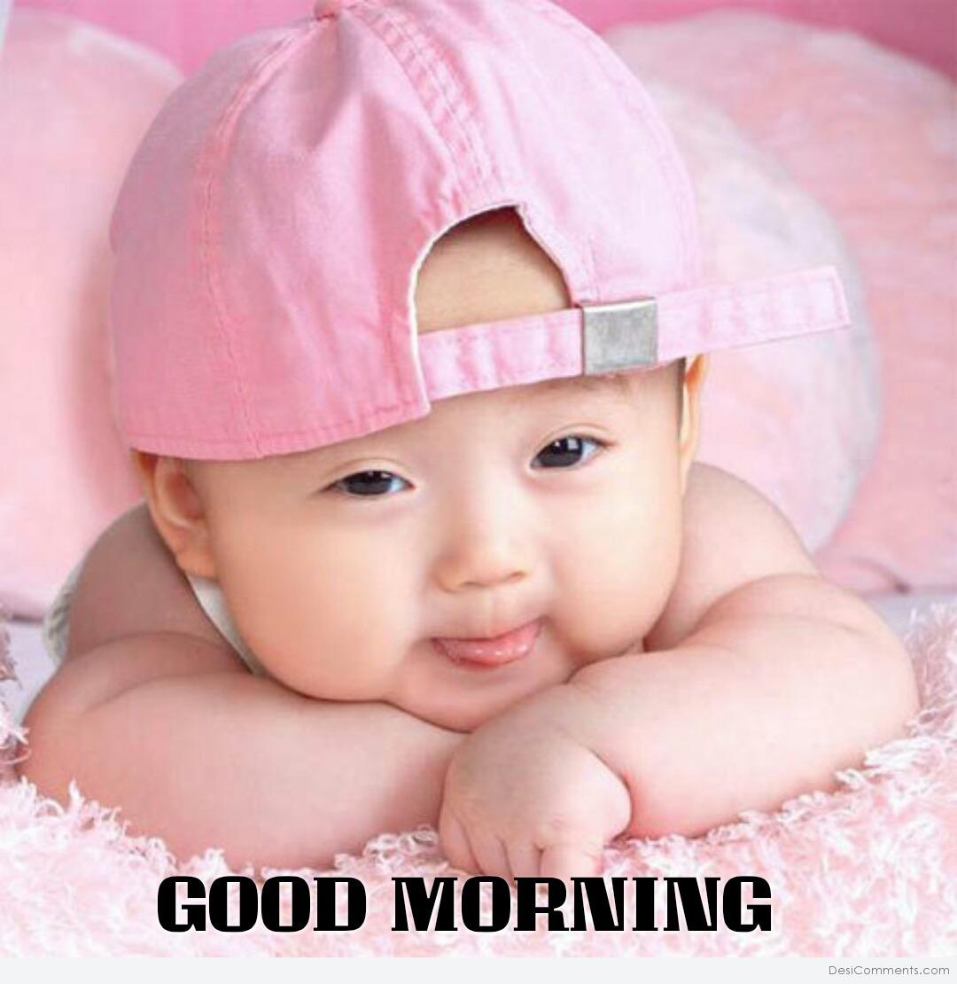 Cute baby saying good morning