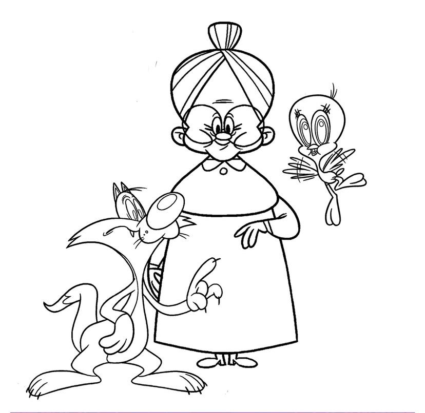 Sylvester and tweety colouring page rlooneytunes