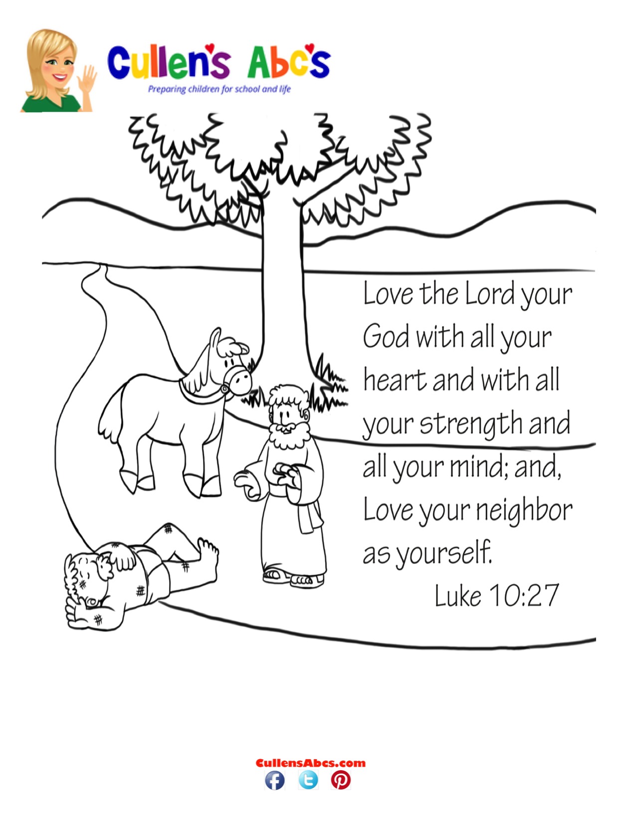 Bible key point coloring pagethe good samaritan free childrens videos activities