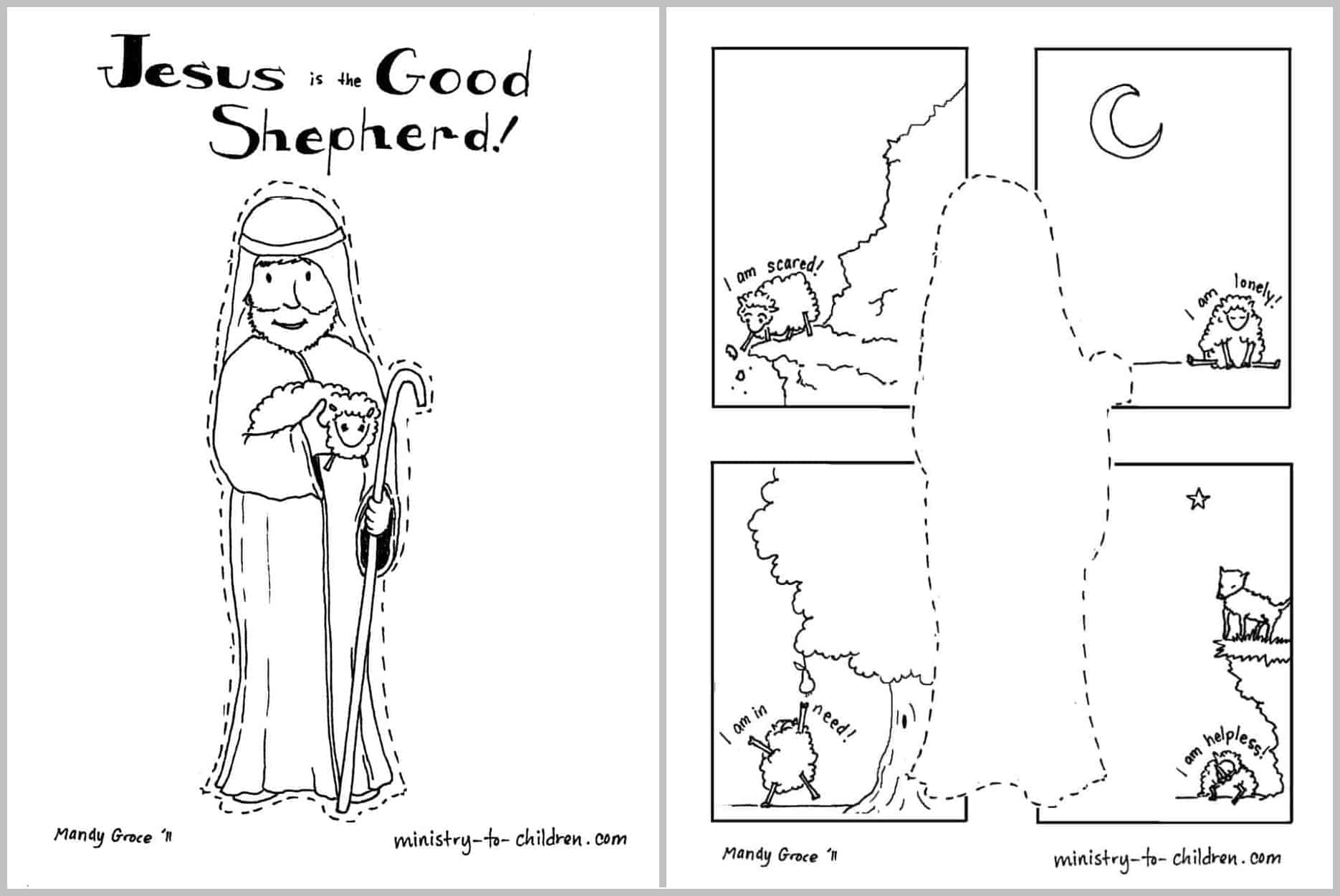 Jesus is the good shepherd coloring page easy print