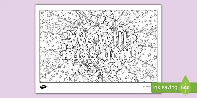 Goodbye card colouring pack teacher