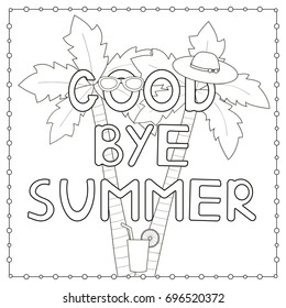 Coloring page hand drawn text goodbye stock vector royalty free