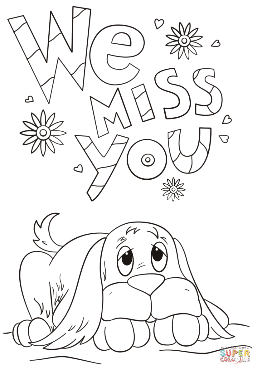 We miss you coloring page free printable coloring pages