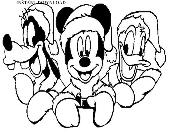 Printable donaldmickeygoofy christmas picture coloring pageinstant downloaddigital file x printable kids coloring download