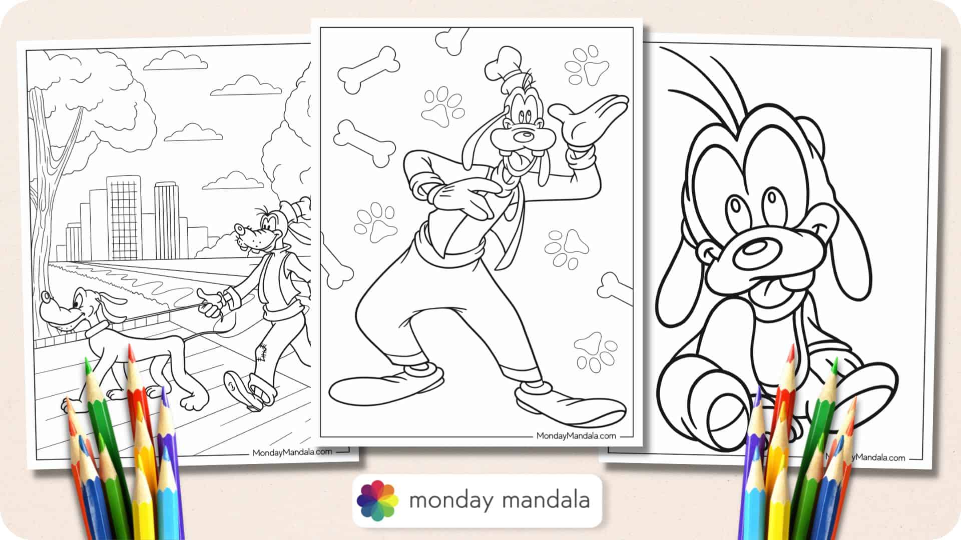 Goofy coloring pages free pdf printables