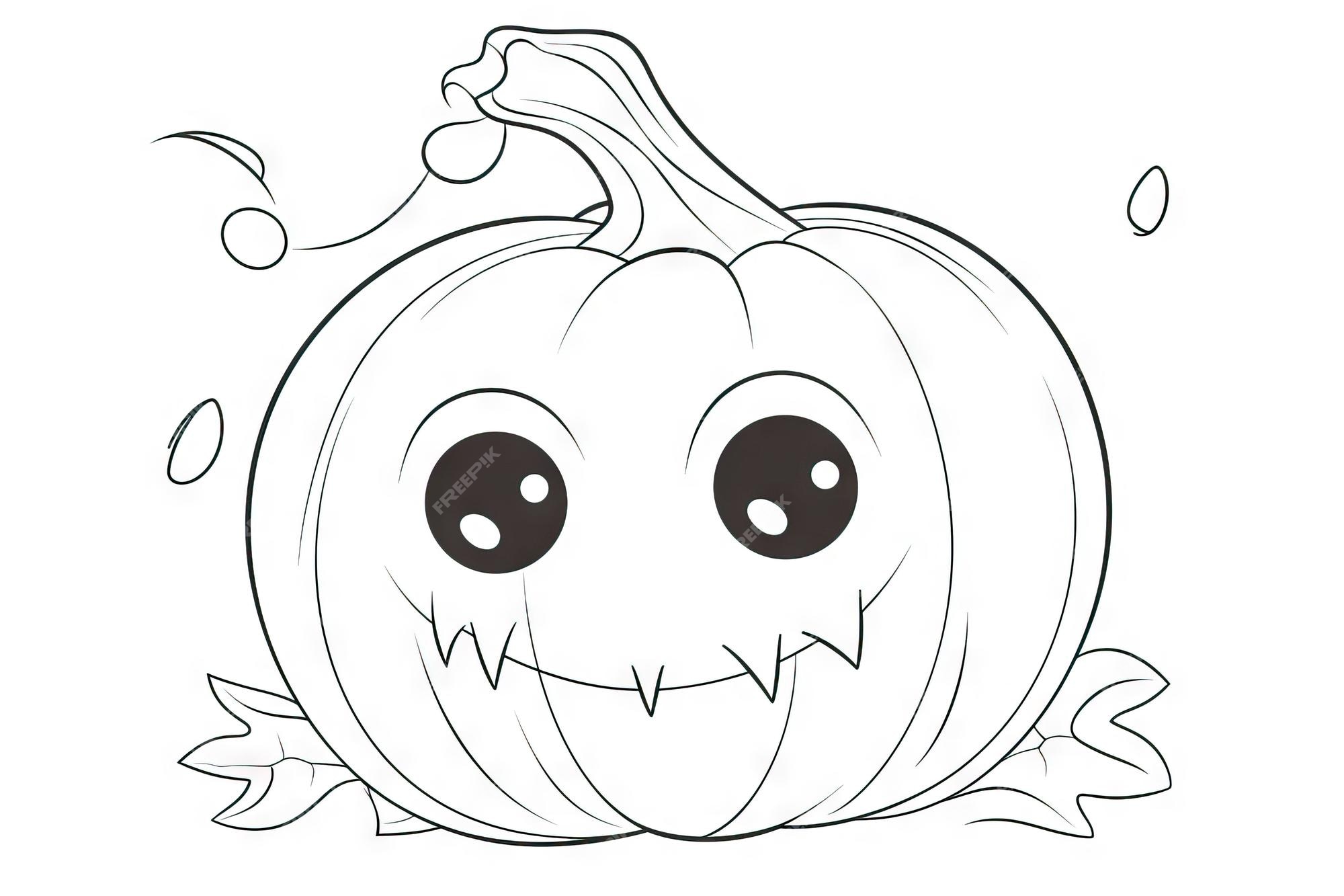 Premium vector coloring sheet of funny halloween jack o lantern pumpkin with black strokes and white background image created with ai software