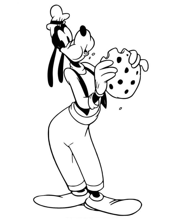 Goofy eating cookie coloring page