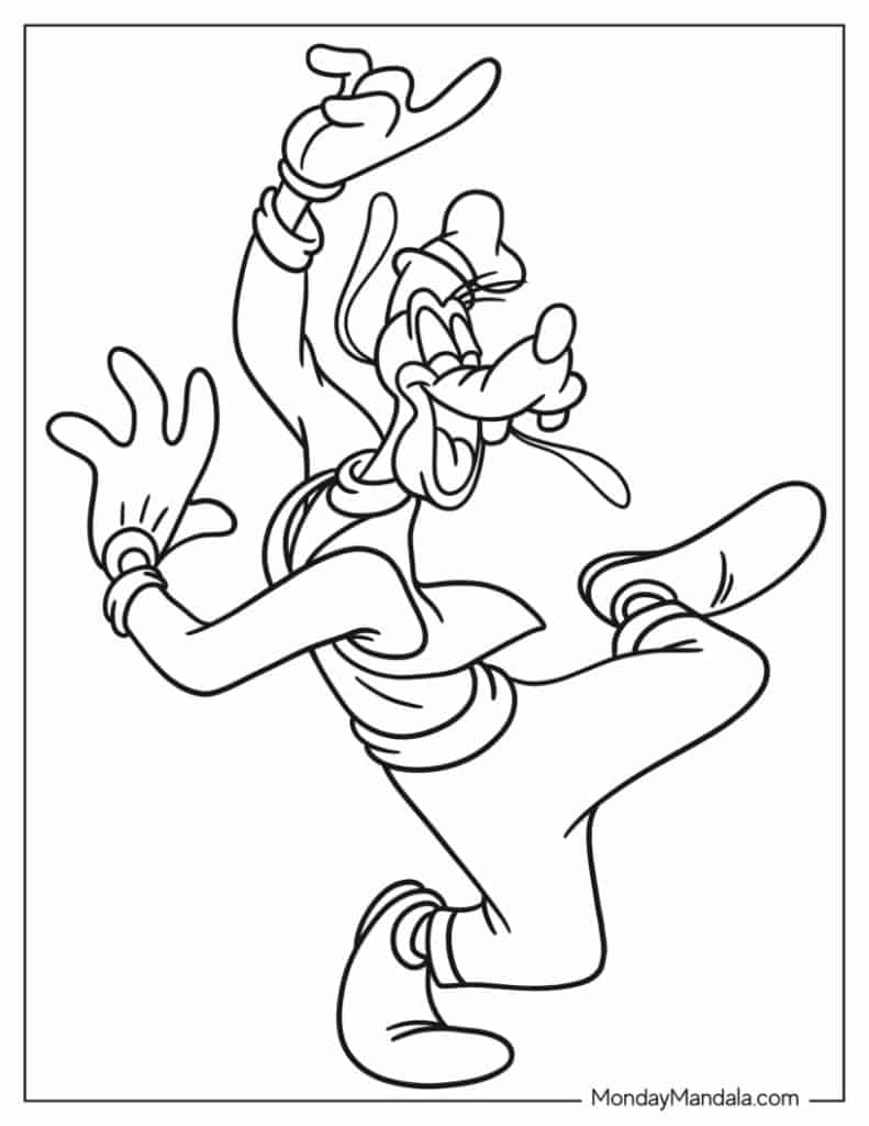 Goofy coloring pages free pdf printables