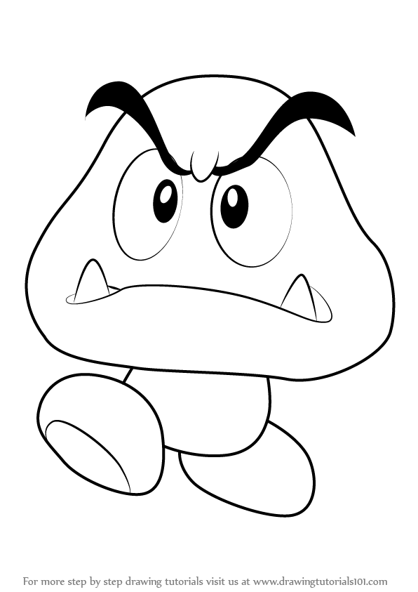 Learn how to draw goomba from super mario super mario step by step drawing tutorials super mario coloring pages mario coloring pages super mario