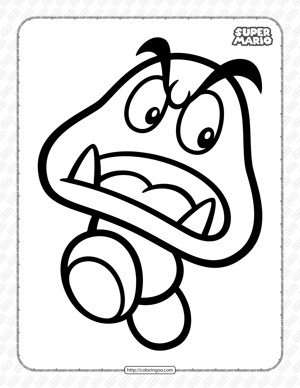 Free printable super mario goomba coloring page