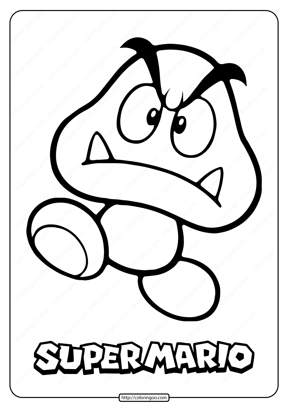 Printable super mario goomba pdf coloring page mario coloring pages super mario coloring pages coloring pages