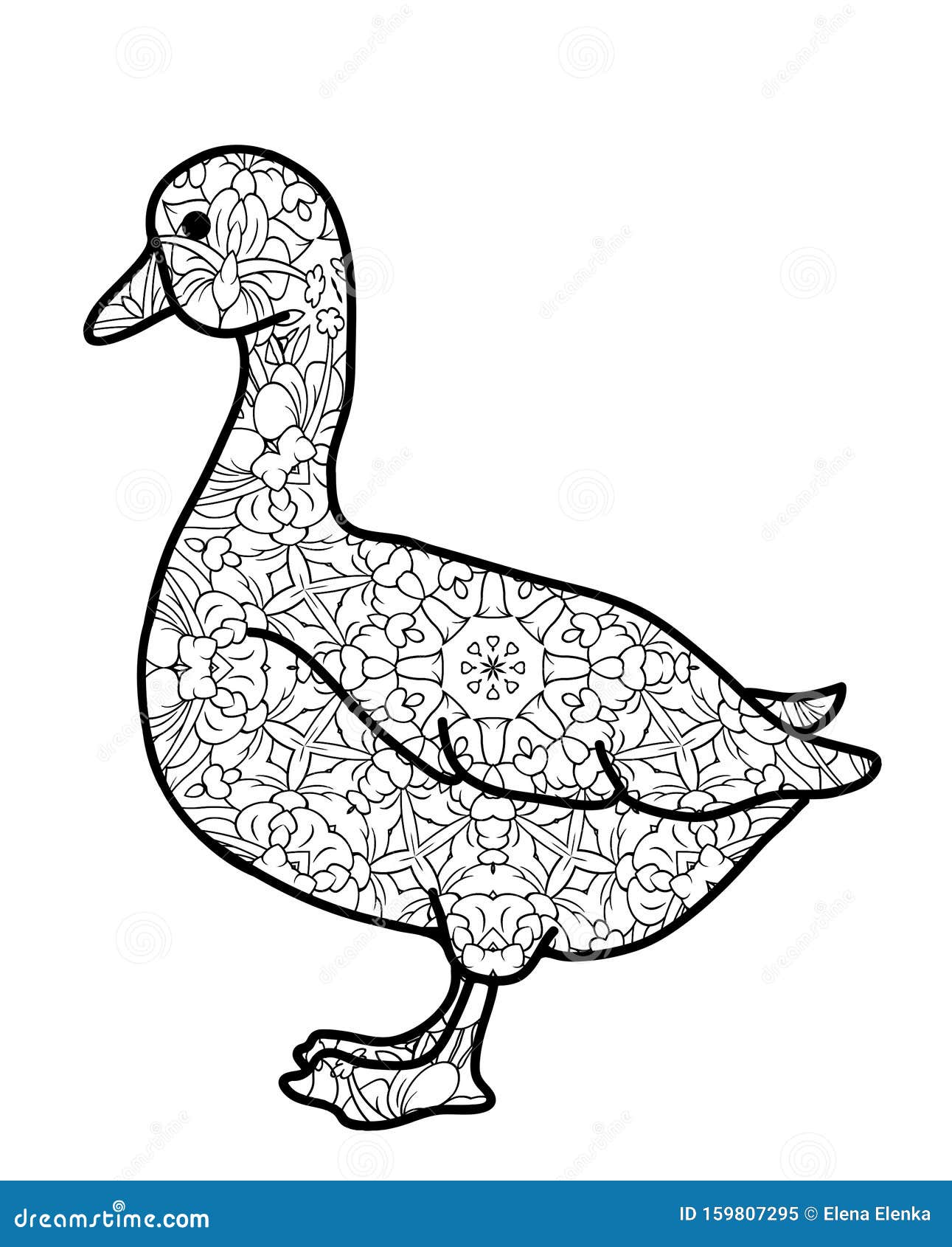 Goose coloring page for children and adults stock illustration