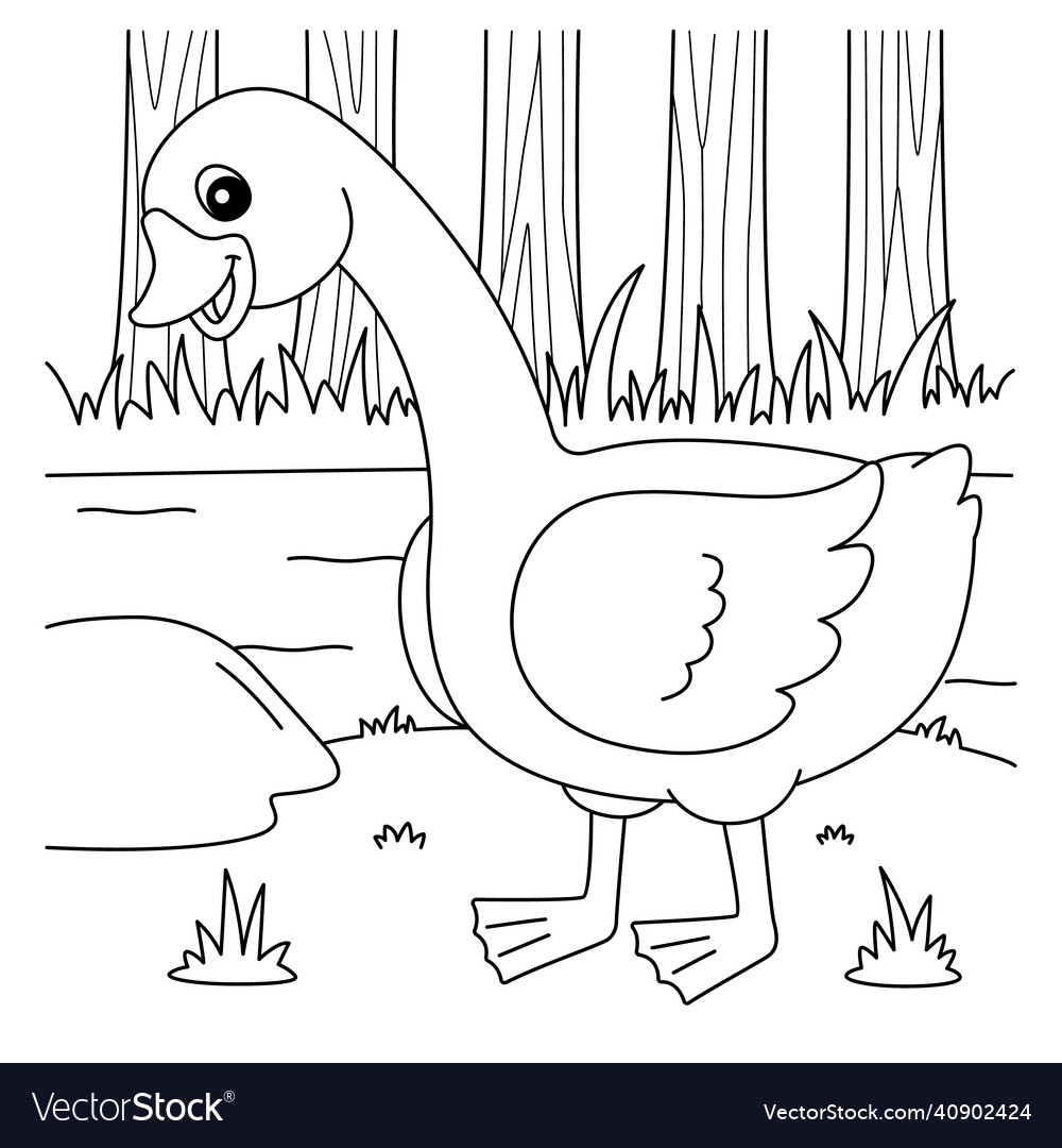 Goose coloring page for kids royalty free vector image