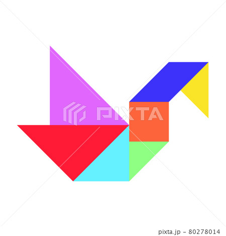 Color tangram puzzle in bird duck goose