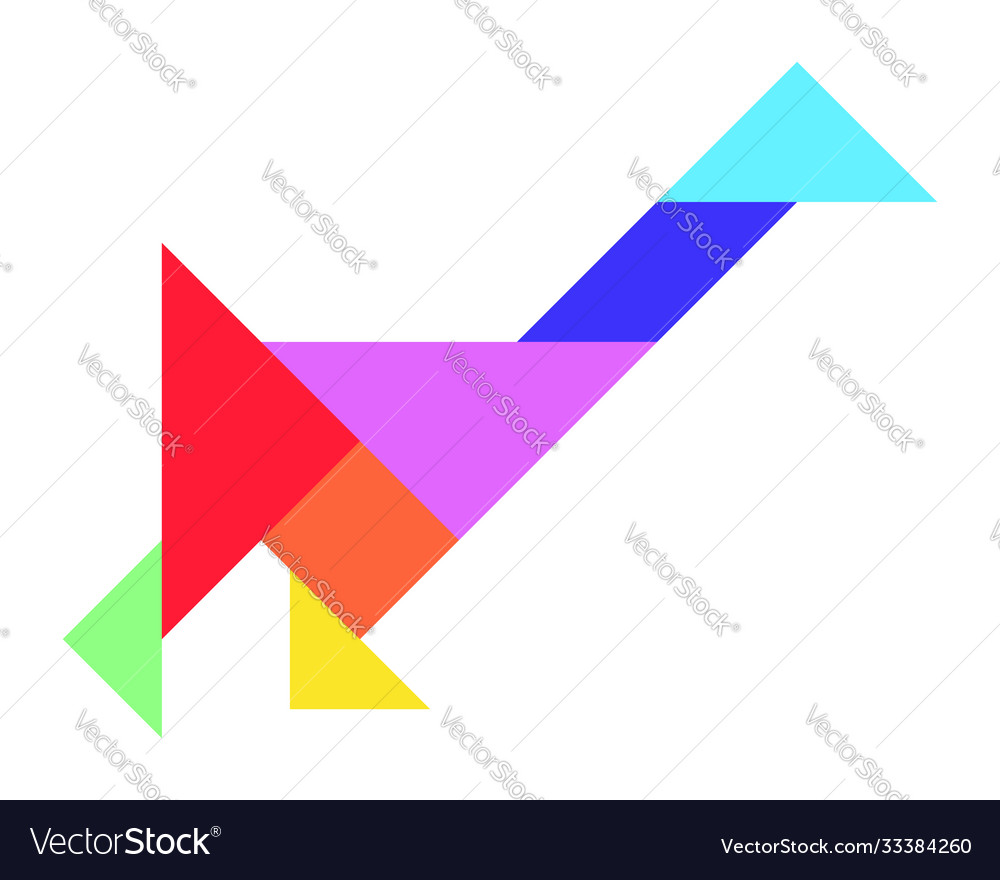 Color tangram puzzle in swan duck or goose shape vector image