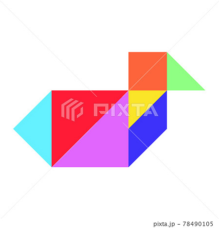 Color tangram puzzle in bird duck goose