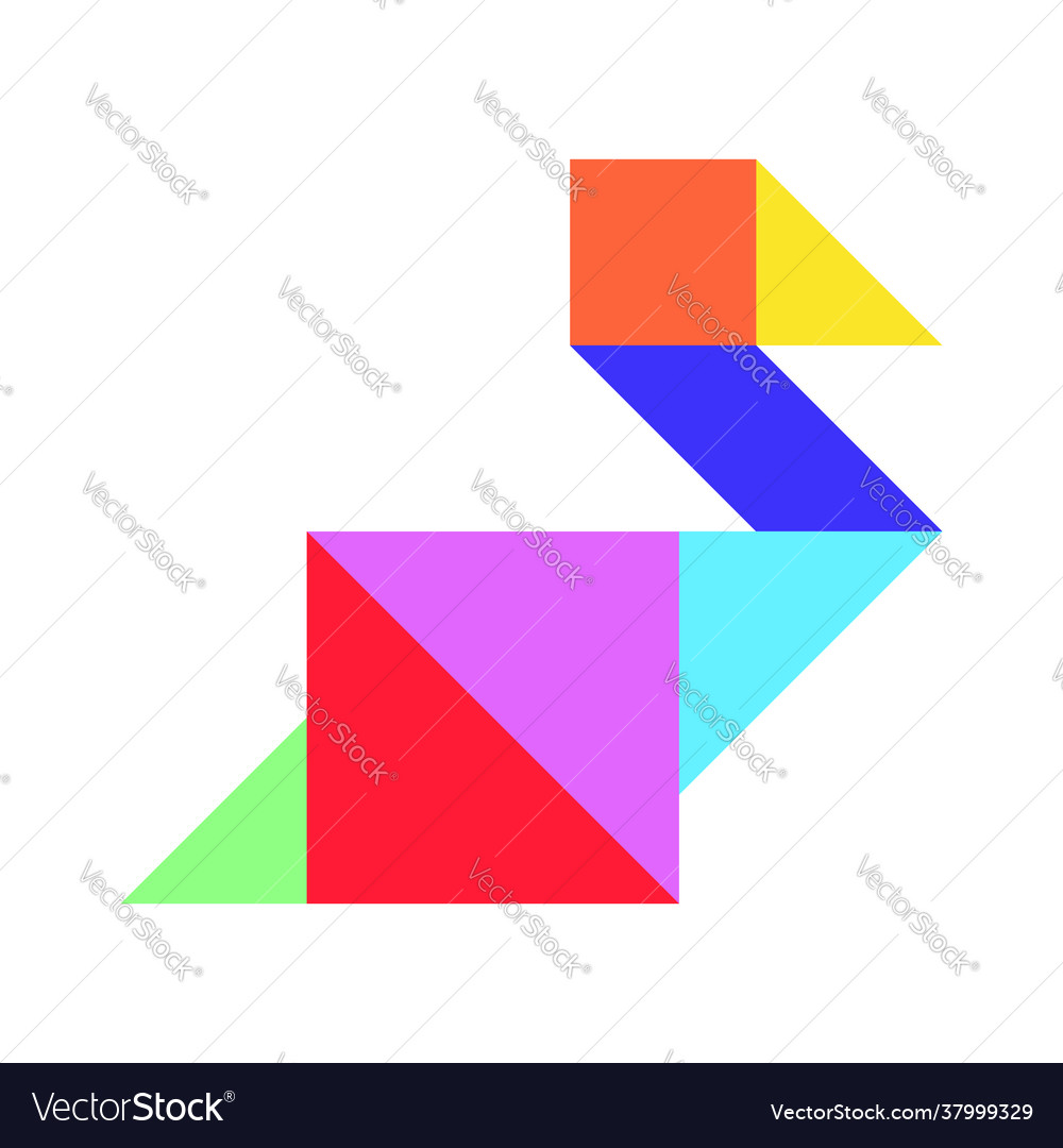 Color tangram puzzle in bird duck goose swan vector image