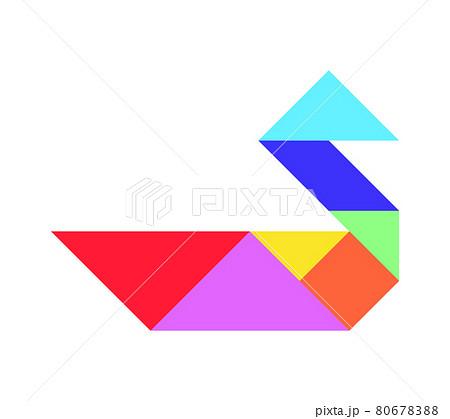 Color tangram puzzle in bird duck goose